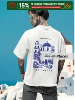 T-Shirt Oversize Premium "Santorin – Grèce" – Image 2